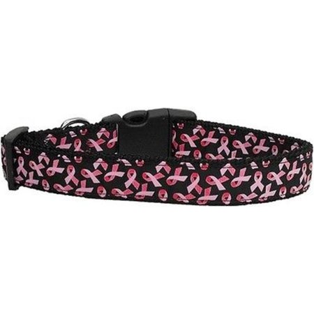 UNCONDITIONAL LOVE Pink Nylon Ribbons on Black Dog CollarLarge UN763643